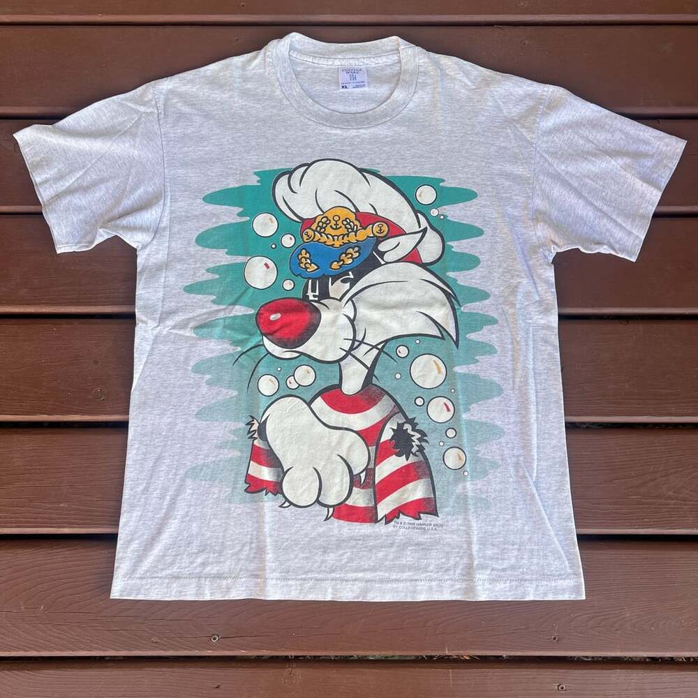 Vintage 1994 Looney Tunes Sylvester The Cat Sailor T-Shirt Size XL